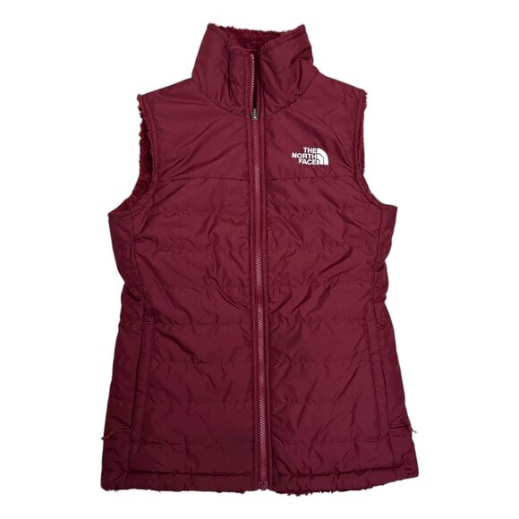 THE NORTH FACE Reversible 2-in-1 Faux Fur Fleece Red Vest Womens XS - Picture 2 of 6
